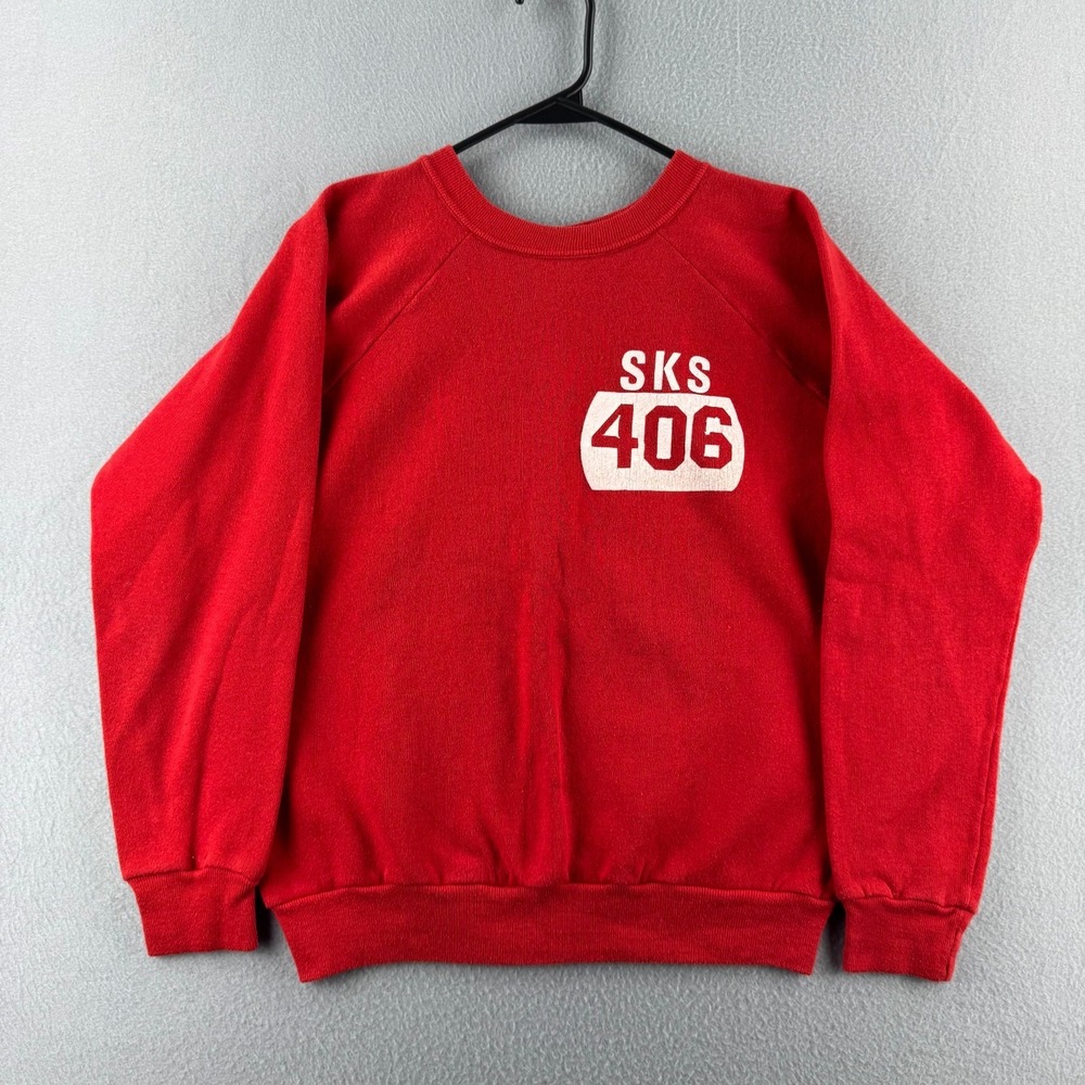Vintage Princeton Sportswear Sweatshirt Mens Medium Red Crewneck 80s Raglan USA
